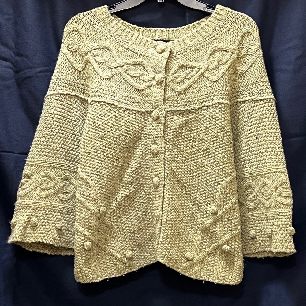 Far Away From Close Light Green Wool Blend Back Criss Cross Sweater Small